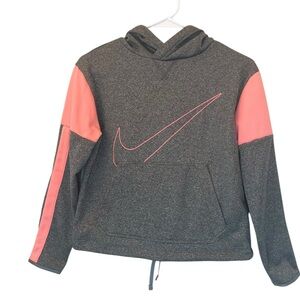 Nike Kids' Gray and Pink Hoodie Size Large